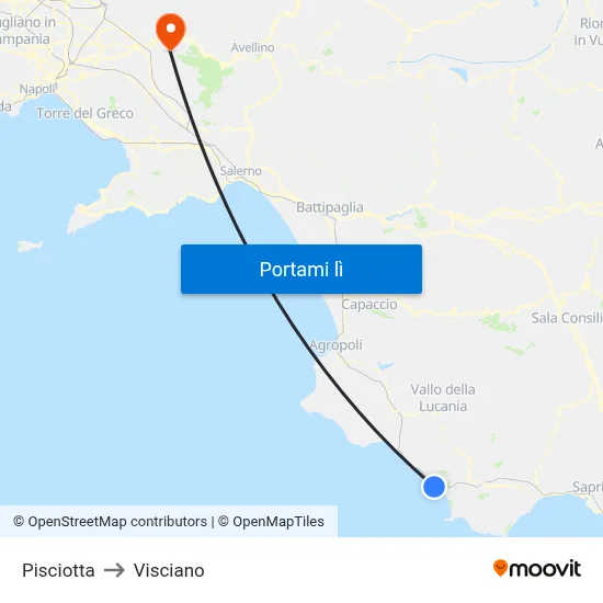 Pisciotta to Visciano map