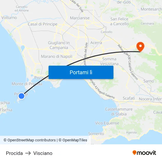 Procida to Visciano map