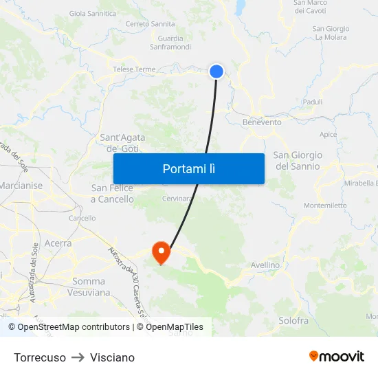 Torrecuso to Visciano map