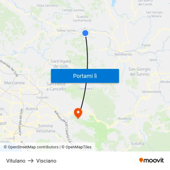 Vitulano to Visciano map