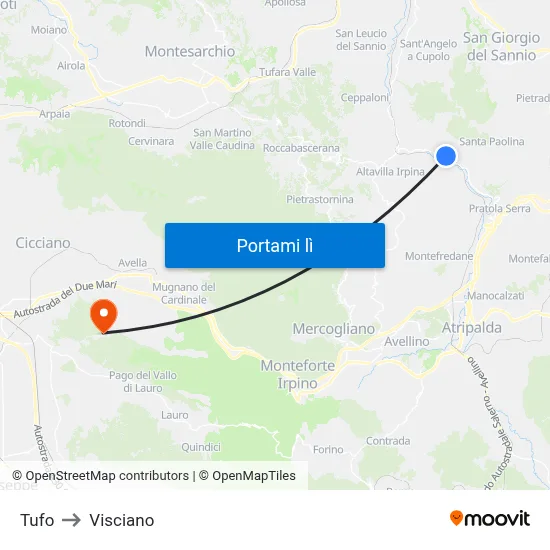Tufo to Visciano map