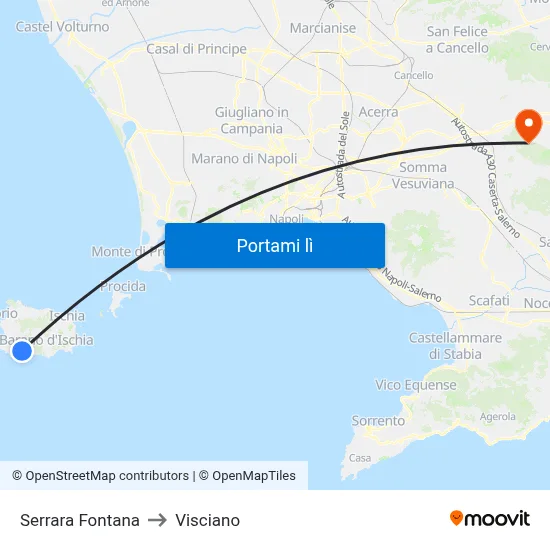 Serrara Fontana to Visciano map