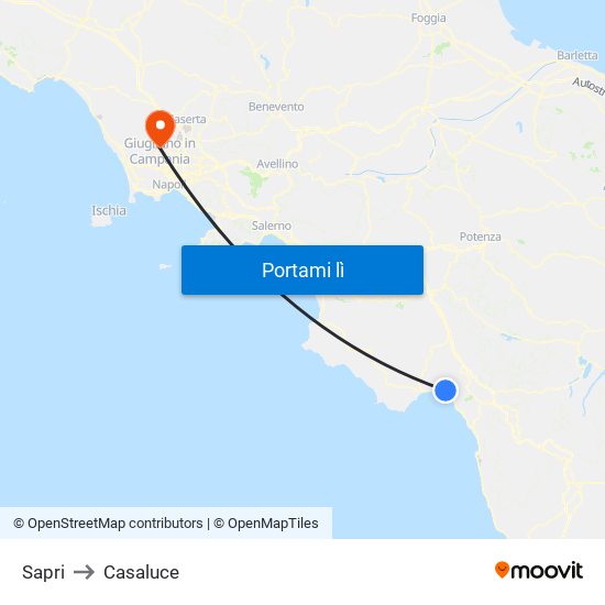 Sapri to Casaluce map