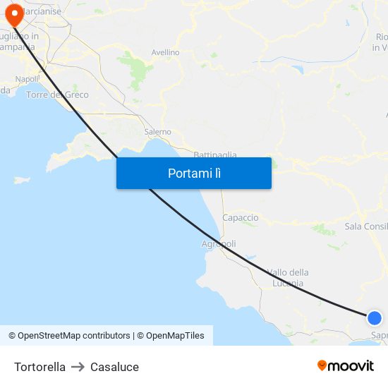 Tortorella to Casaluce map