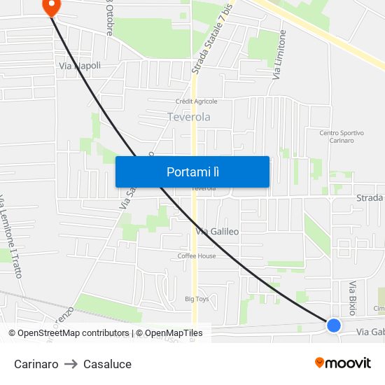 Carinaro to Casaluce map