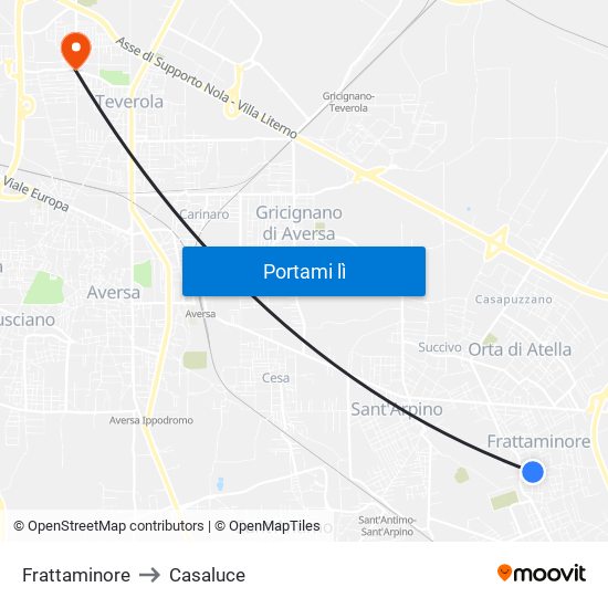 Frattaminore to Casaluce map