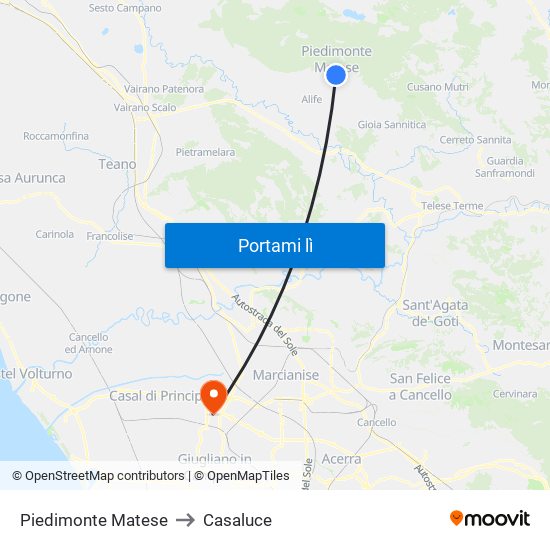 Piedimonte Matese to Casaluce map