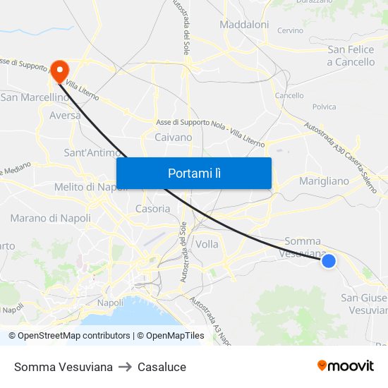 Somma Vesuviana to Casaluce map