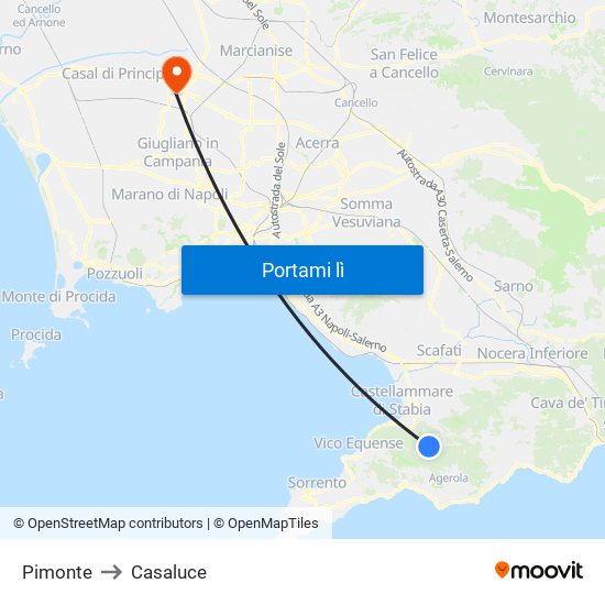 Pimonte to Casaluce map