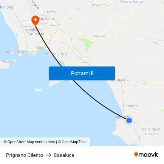 Prignano Cilento to Casaluce map