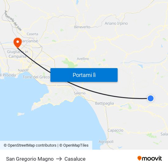 San Gregorio Magno to Casaluce map