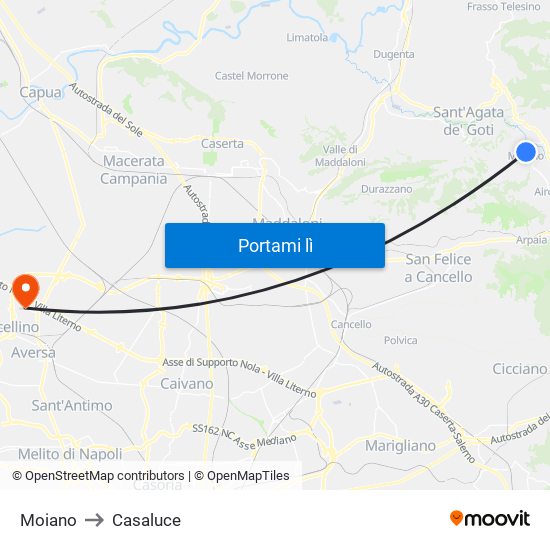 Moiano to Casaluce map
