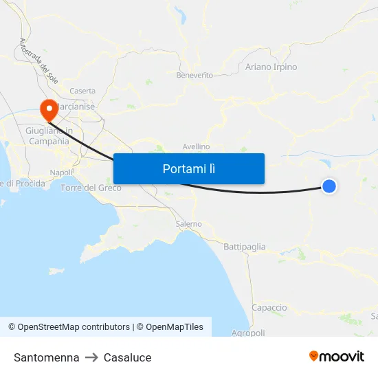 Santomenna to Casaluce map