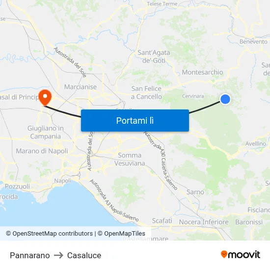 Pannarano to Casaluce map