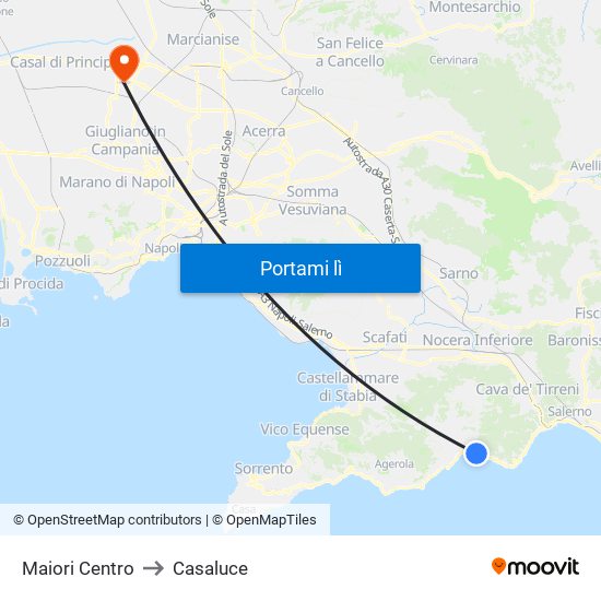 Maiori Centro to Casaluce map