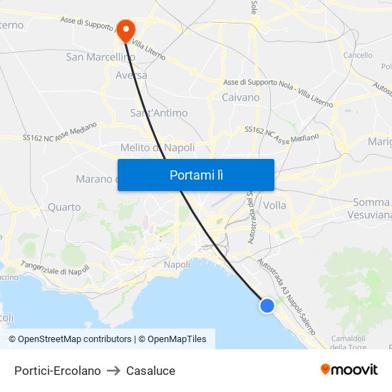 Portici-Ercolano to Casaluce map
