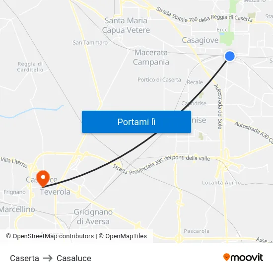 Caserta to Casaluce map
