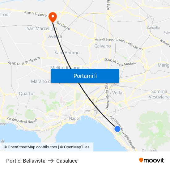 Portici Bellavista to Casaluce map