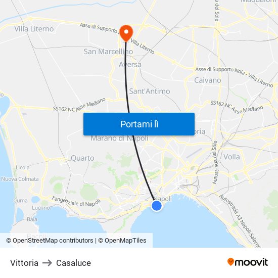 Vittoria to Casaluce map