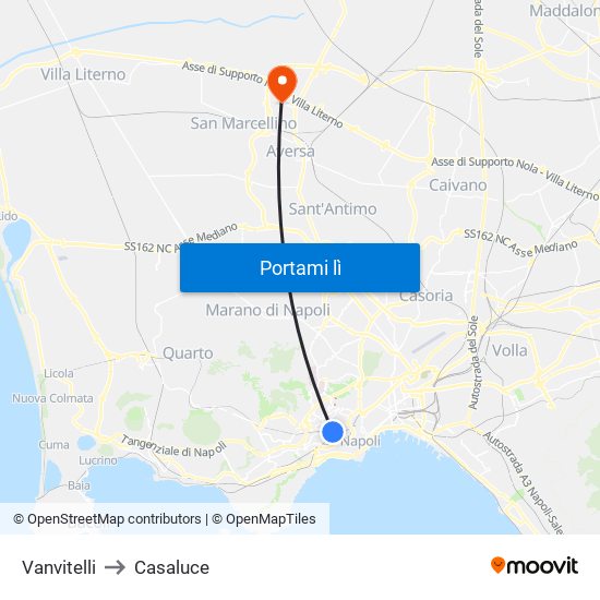 Vanvitelli to Casaluce map