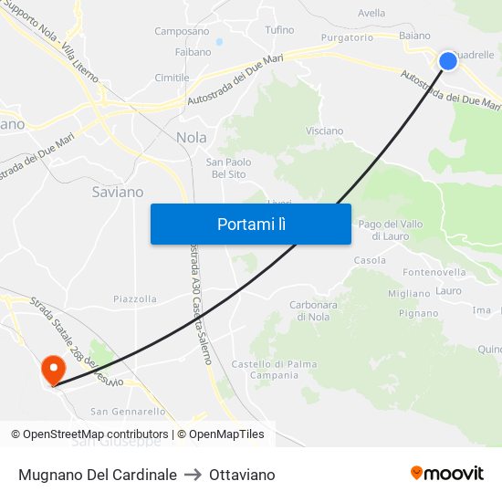 Mugnano Del Cardinale to Ottaviano map