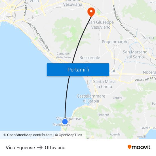 Vico Equense to Ottaviano map