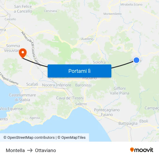 Montella to Ottaviano map