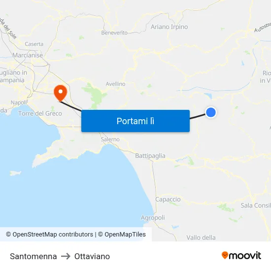 Santomenna to Ottaviano map