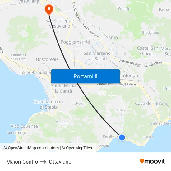 Maiori Centro to Ottaviano map