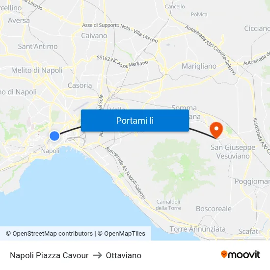 Napoli Piazza Cavour to Ottaviano map