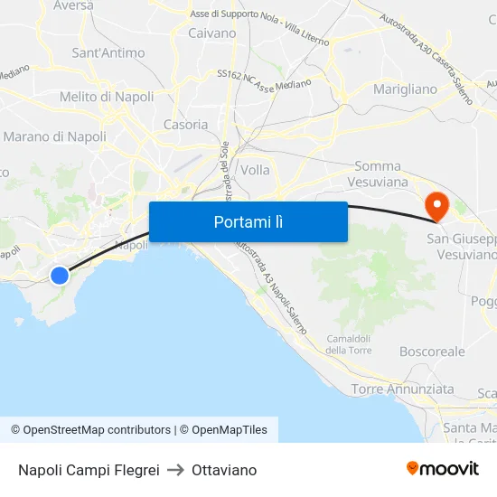 Napoli Campi Flegrei to Ottaviano map