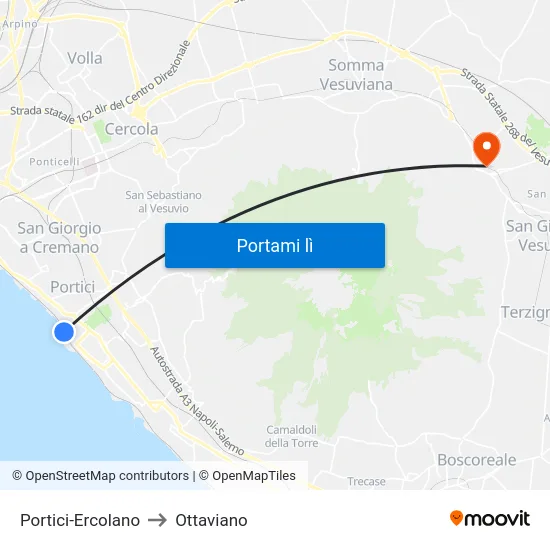 Portici-Ercolano to Ottaviano map