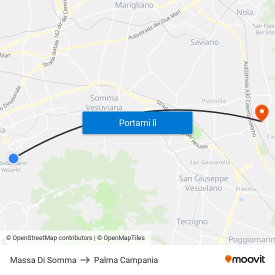 Massa Di Somma to Palma Campania map