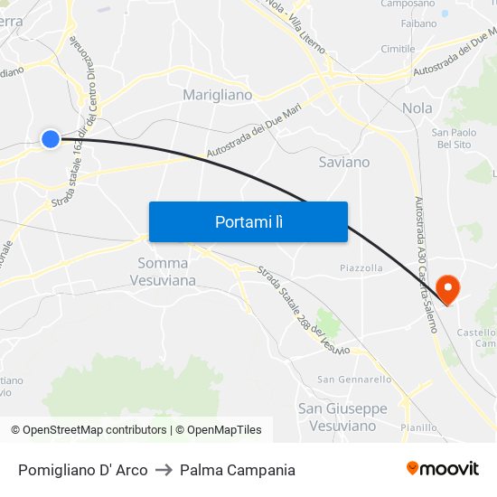 Pomigliano D' Arco to Palma Campania map