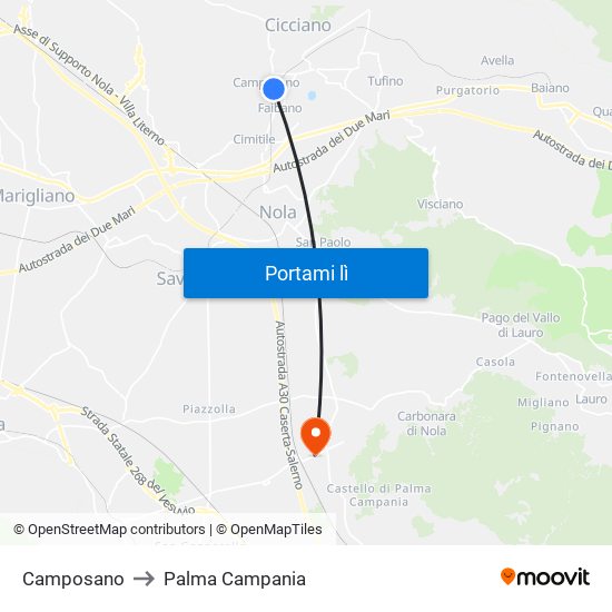 Camposano to Palma Campania map