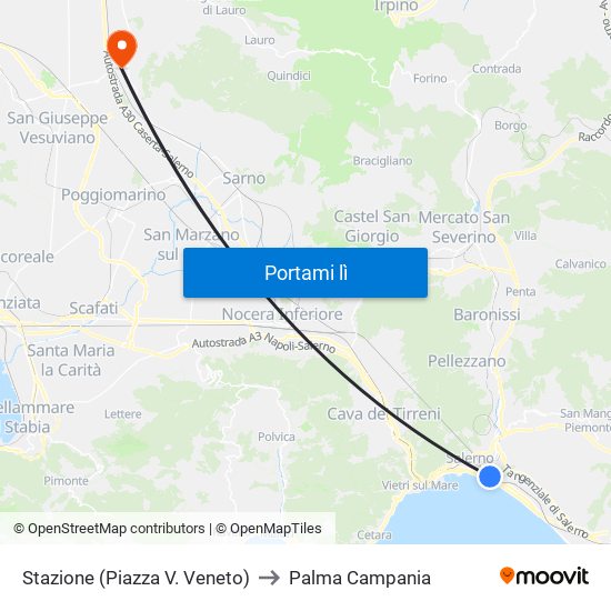 Stazione (Piazza V. Veneto) to Palma Campania map