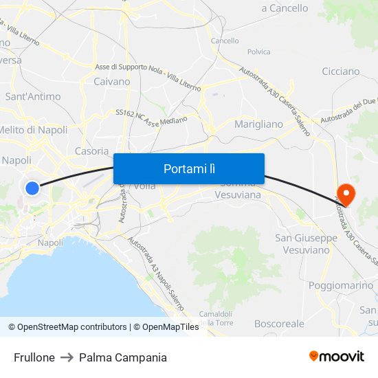 Frullone to Palma Campania map
