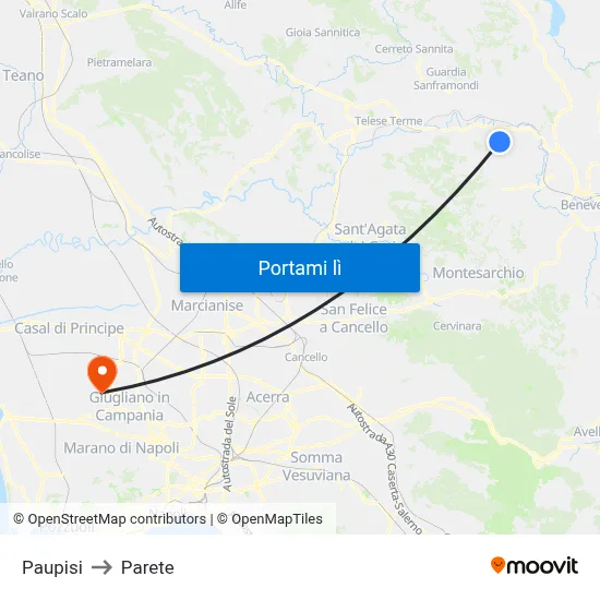 Paupisi to Parete map