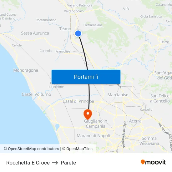 Rocchetta E Croce to Parete map