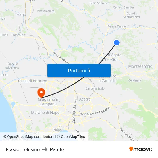 Frasso Telesino to Parete map