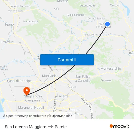 San Lorenzo Maggiore to Parete map