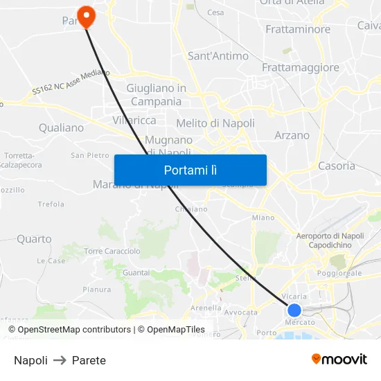 Napoli to Parete map