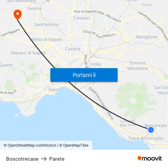 Boscotrecase to Parete map