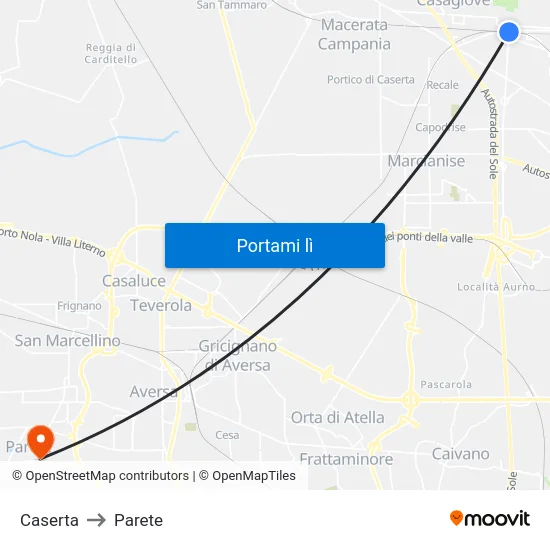 Caserta to Parete map