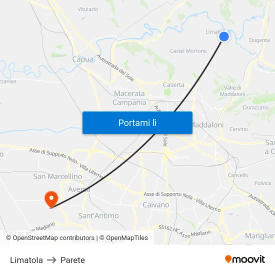 Limatola to Parete map