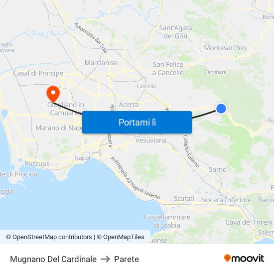 Mugnano Del Cardinale to Parete map