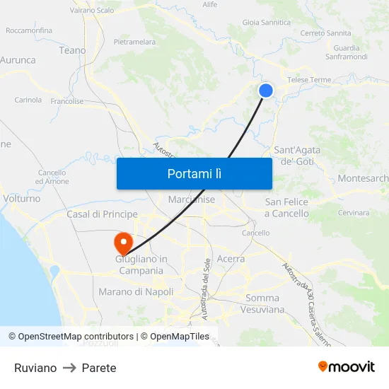 Ruviano to Parete map