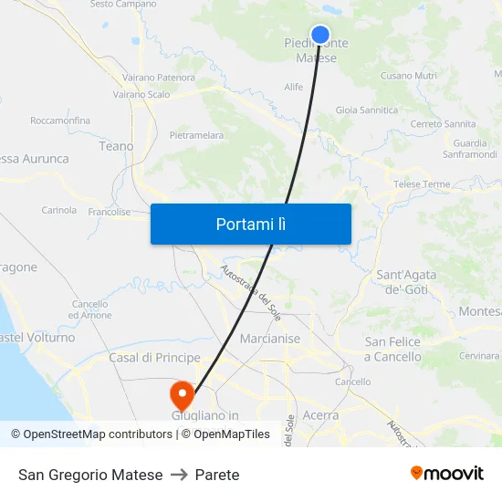 San Gregorio Matese to Parete map