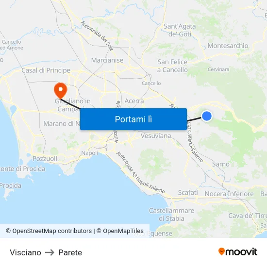 Visciano to Parete map