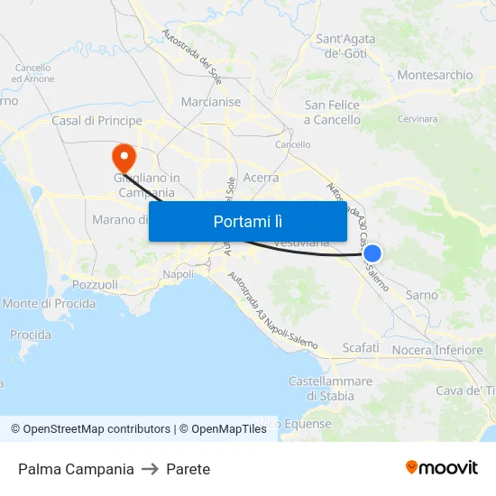 Palma Campania to Parete map